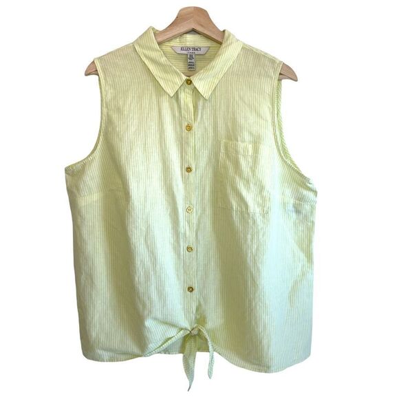 Ellen Tracy Linen Blend Front Tie Tank NWT - Picture 1 of 10